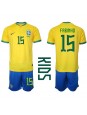 Brazílie Fabinho #15 Domácí dres pro děti MS 2022 Krátký Rukáv (+ trenýrky)